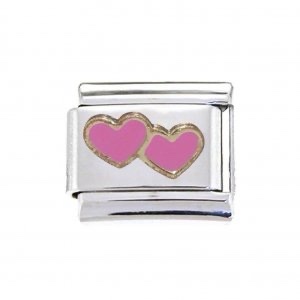 Pink & Gold Double Heart